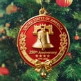 thumbnail image 3 of USA 250th Anniversary Bell Ornament - 3D Red & Gold Commemorative Hanging Decor, Elegant Doorbell for Patriotic Holidays, Christmas Tree, Collectors Gift, Enamel Crafted Detailing(1pc), 3 of 5