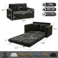 thumbnail image 4 of BedLuxury 55" Foldable Loveseat Futon Sofa Bed with Cup Holder & Storage Pocket, Sleeper Couch, Space Saving, Chenille Black, 4 of 7