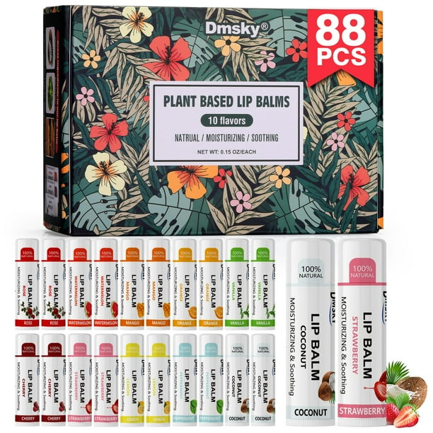 Bálsamo labial Dmsky, paquete de 88 unidades, a granel, variedad de frutas, humectante, 10 sabores