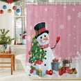 thumbnail image 6 of Cartoon Snowman Shower Curtains for Bathroom, Christmas Snowman Xmas Tree Snowfall Pink Waterproof Fabric Shower Curtain for Bathroom Bathtub Decoration, Machine Washable, 72"x72", 6 of 9