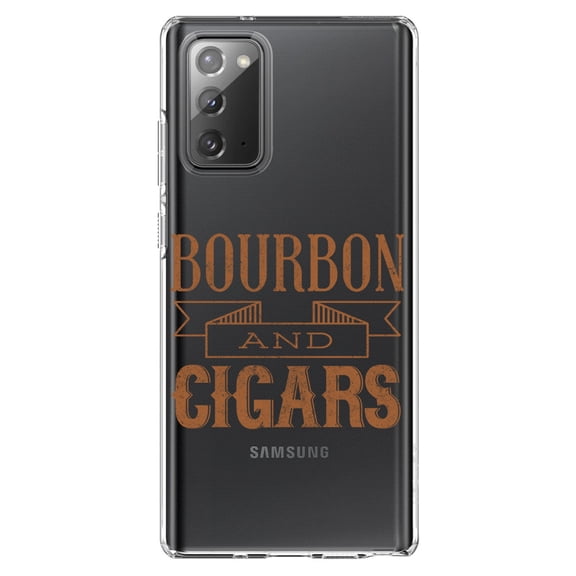DistinctInk Clear Shockproof Hybrid Case for Galaxy Note 20 ULTRA (6.9" Screen) - TPU Bumper Acrylic Back Tempered Glass Screen Protector - Bourbon and Cigars