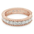 thumbnail image 3 of 1 1/2 ct. t.w Round Cut Lab Created Moissanite Diamond Beaded Eternity Wedding Band Ring For Women In 10K Solid Rose Gold (G-H Color, VVS1 Clarity, 1.50 Cttw)-6.5, 3 of 7