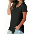 thumbnail image 6 of (2 pack) Liher Tops for Women Short Sleeve V-Neck Basic T-shirts Lounge Baggy Lightweight Soft Blouse Black Tee Clothes Size XXL, 6 of 7
