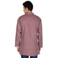 thumbnail image 3 of Embroidered Cotton Mens Short Kurta Shirt India Fashion Clothes (Maroon, S), 3 of 4