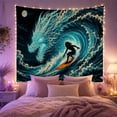 thumbnail image 2 of Ocean Waves Night with Swirling Wave Dominates Curling, Mystical Fantasy for Space Lovers, Galaxy Room Decor, Housewarming Gift, Tapestry Wall Hanging for Bedroom and Dorm, 2 of 7