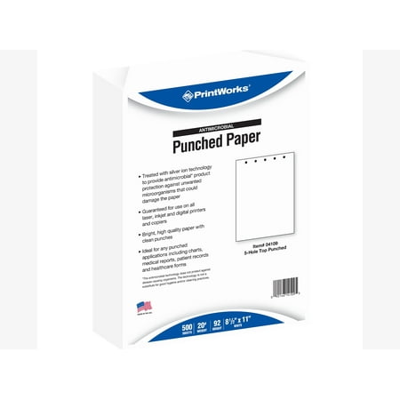 Printworks 8.5 x 11 5-Hole Punched Paper 20 lbs. 92 Bright 4109