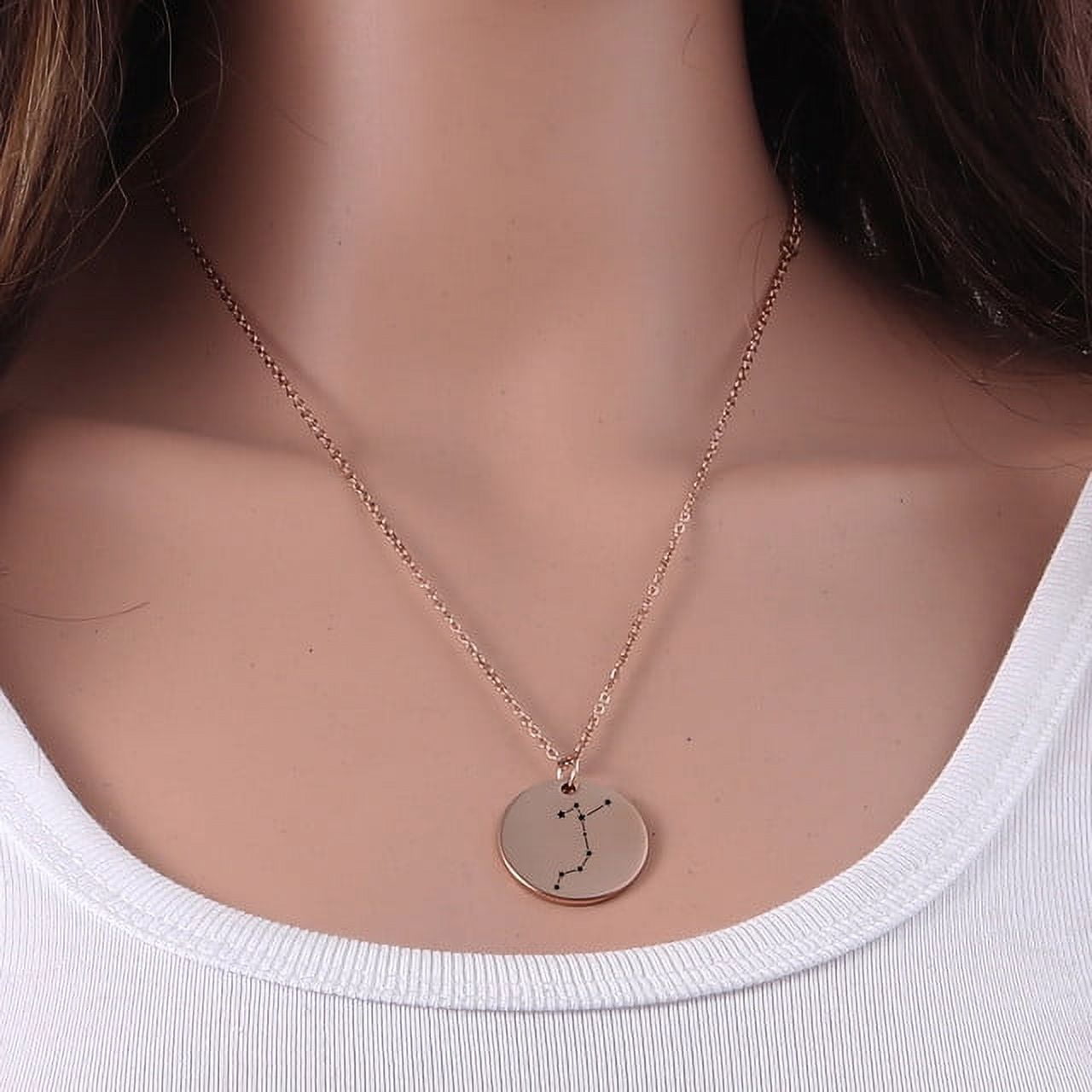 Zodiac Jewelry - Horoscope Constellation Necklace - Zodiac Birthday Gift with Back Can Engraved Name - Zodiac Gift for Girl