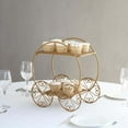 thumbnail image 4 of Efavormart 2-Tier Gold Metal Princess Carriage Cupcake Dessert Display Stand, Cinderella Carriage Wedding Cake Stand - 14", 4 of 11