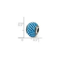 thumbnail image 3 of Fancy Bead White Sterling Silver Glass 12.73 mm 10.91 Reflections Italian Blue Stripes Withglitter Bead, 3 of 3