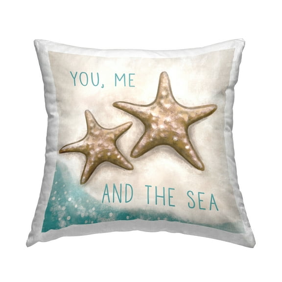 Stupell Industries You Me & Sea Romantic Starfish Beach Shore Design by Elizabeth Tyndall Throw Pillow