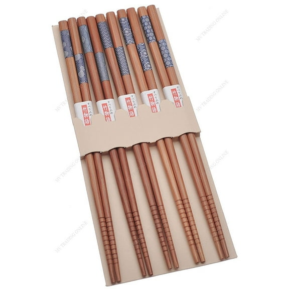 M.V. Trading 900224 Japanese Chopsticks Gift Sets With Blue in Print, Set of 5 Pairs