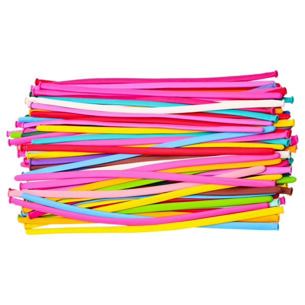 KAKOWELY Kit de 100 globos para fiestas de cumpleaños, bodas, globos largos para manualidades creativas, formas de dibujos animados para globos divertidos y decorativos.