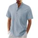 thumbnail image 1 of Mens Casual Manga Corta Botón Abajo Camisas, Verano Color Sólido, Cuello de Soporte Bolsillo Camisa Turndown, 1 of 9