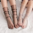 thumbnail image 3 of Dalrosia Women Girls Lace Socks Sheer Loose Socks Decorated Mesh Tulle Socks Transparent See Through Lace Slouch Socks, 3 of 6
