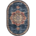 thumbnail image 1 of Unique Loom Utopia Vintage Inspired Rug 5' x 8' Oval Navy Blue/Burgundy, 1 of 2