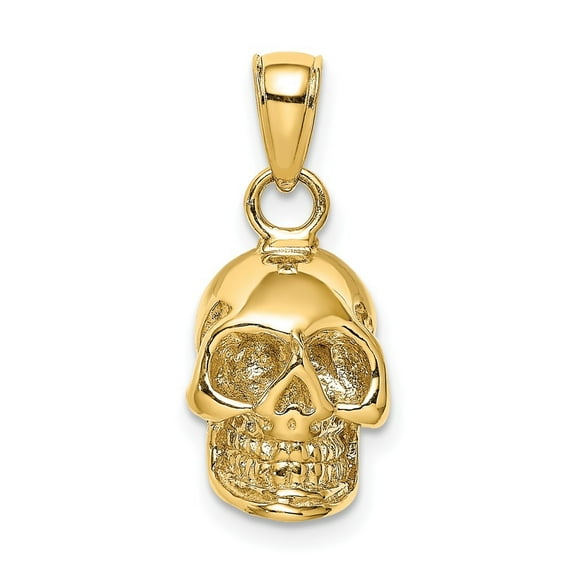 Diamond2Deal 14K Yellow Gold 3-D Skull Pendant for Women (L- 0.7 in, W- 0.38 in)