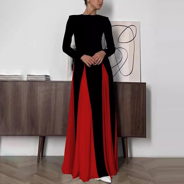 WILLBEST Vestidos Floreados Para Mujer 2025 Vestido Belleza Ajustado De Manga Larga Con Cuello Redondo Y Tirantes Anchos