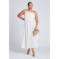 thumbnail image 3 of ELOQUII Women's Plus Size Pleated Ruffle Neckline Midi Dress, 3 of 3