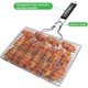 thumbnail image 2 of Cesta para parrilla de barbacoa, plegable en acero inoxidable, para cocinar pescado, verduras o camarones, con mango desmontable, cepillo para untar y bolsa de almacenamiento. (Tipo 1), 2 of 5