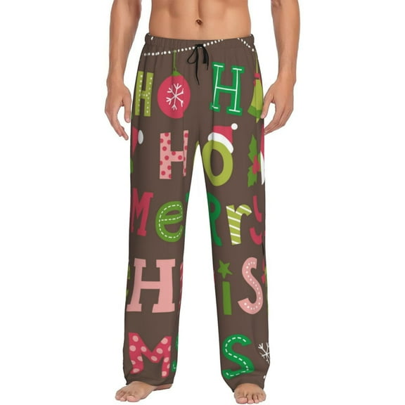 Vsdgher Ho Ho Ho Merry Christmas Mens Pajama Pants Sleep & Lounge Pants, PJ Pants-Small
