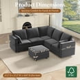 thumbnail image 2 of Neche Sectional Couches with Storage Seats, 92" L Shaped Convertible Modular Sectional Sofa, 5 Seat & 1 Ottoman Velvet Storage Chaises Deep Seat Couch for Living Room, Bedroom, Apartment, Gray, 2 of 7