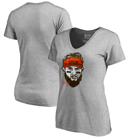 Baker Mayfield Cleveland Browns NFL Pro Line by Fanatics Branded Women's Headband Slim Fit V-Neck T-Shirt - Heather