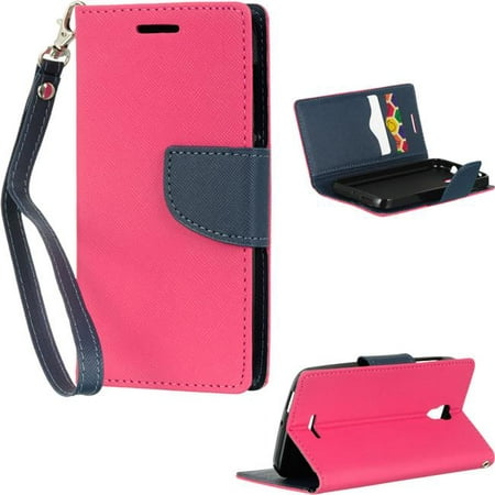 Alcatel One Touch Pop Astro Diary Wallet Hot Pink Navy Blu