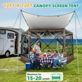 thumbnail image 3 of HOTEEL 12'x12' Hexagon Pop Up Gazebo Tent, Waterproof, UV Resistant, Camping Gazebo with Mosquito Nettings, Carrying Bag，Brown, 3 of 11