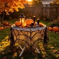 thumbnail image 6 of Halloween Table Cloth, Black Spider Web Lace Tablecloth for Round Tables, Gothic Halloween Decor for Masquerade, Scary Movie Nights, Dinner Party Table Decorations, B, 6 of 8