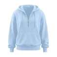 thumbnail image 7 of Weikingp Zip Up Hoodie Women Sweatshirt for Women Big Comfy Zip Up Hoodie Womens Quarter Zip Pullover Cropped Hoodie Pullover Hoodie Oversized Sweat Jackets Full Zip Hoodies Blue XL, 7 of 7