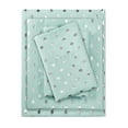 thumbnail image 3 of Comfort Classics Metallic Dot Printed Sheet Set, Twin-XL, Aqua/Silver, 3 of 8