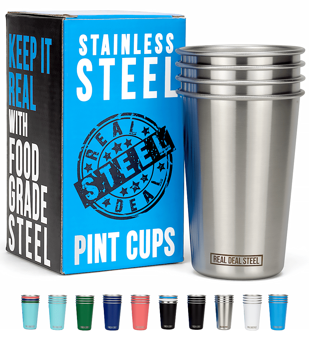 16oz Single Wall Stainless Steel Cups / Pint Glasses, set of 4 - Pittsford  Outfitters