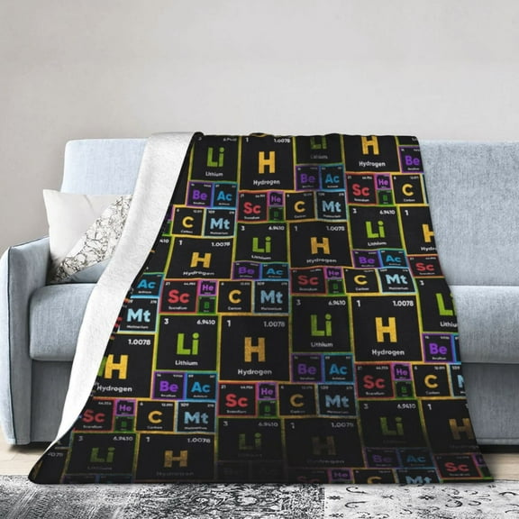 Periodic Table Of Elements Blanket Gifts For Kids Adults - Lightweight Throw Blanket For Bedroom Living Room Decor Soft Fuzzy Fleece Cozy Plush Bed Couch 40"X30"