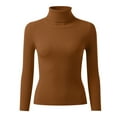 thumbnail image 3 of Turtleneck Sweaters for Women 2025 Fall Long Sleeve Dressy Casual Soft Knitted Button Basic Pullover Tops Outfits, 3 of 5