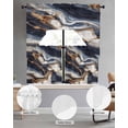 thumbnail image 2 of Navy Blue Minimalist Art Swag Kitchen Curtains Sets for Windows 24 Inch Length, Modern Impressionist Style Short Window Curtain Panels Swags Valances and Tiers 3 Piece Set for Cafe/Dining Room, 2 of 5