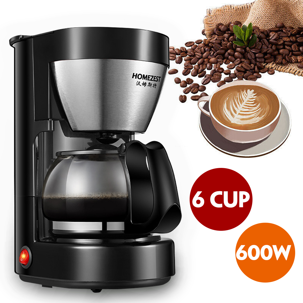 6 Cup 600W Electric Drip Coffee Maker 