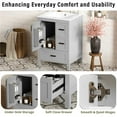 thumbnail image 6 of Euroco Modern 24-inch Bathroom Vanity with Ceramic Sink, Soft-Close Door, Double-Layer Door Shelf, and 3 Drawers, 6 of 9