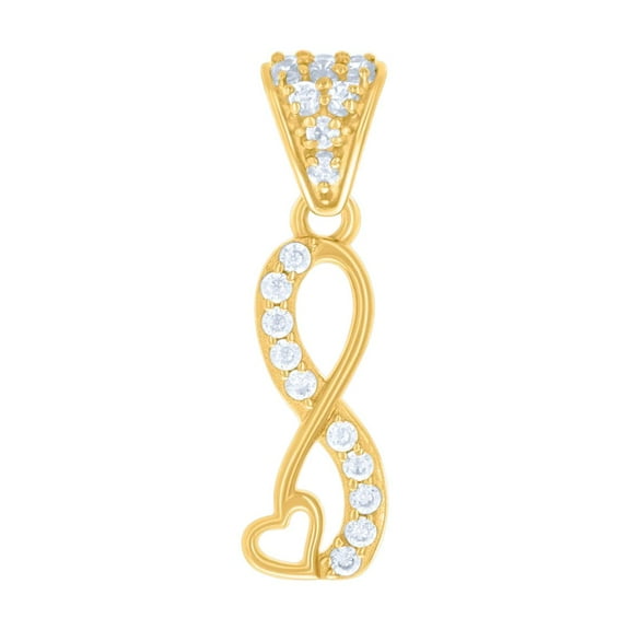 10k Yellow Gold Womens Cubic Zirconia Infinity Love Heart Charm Pendant Necklace 21.5x6mm Wide Pendant for Women