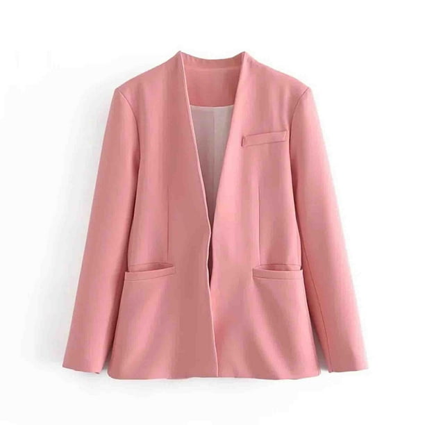 Blazer de mujer de moda casual de color sólido de manga larga Blazer de mujer abrigo