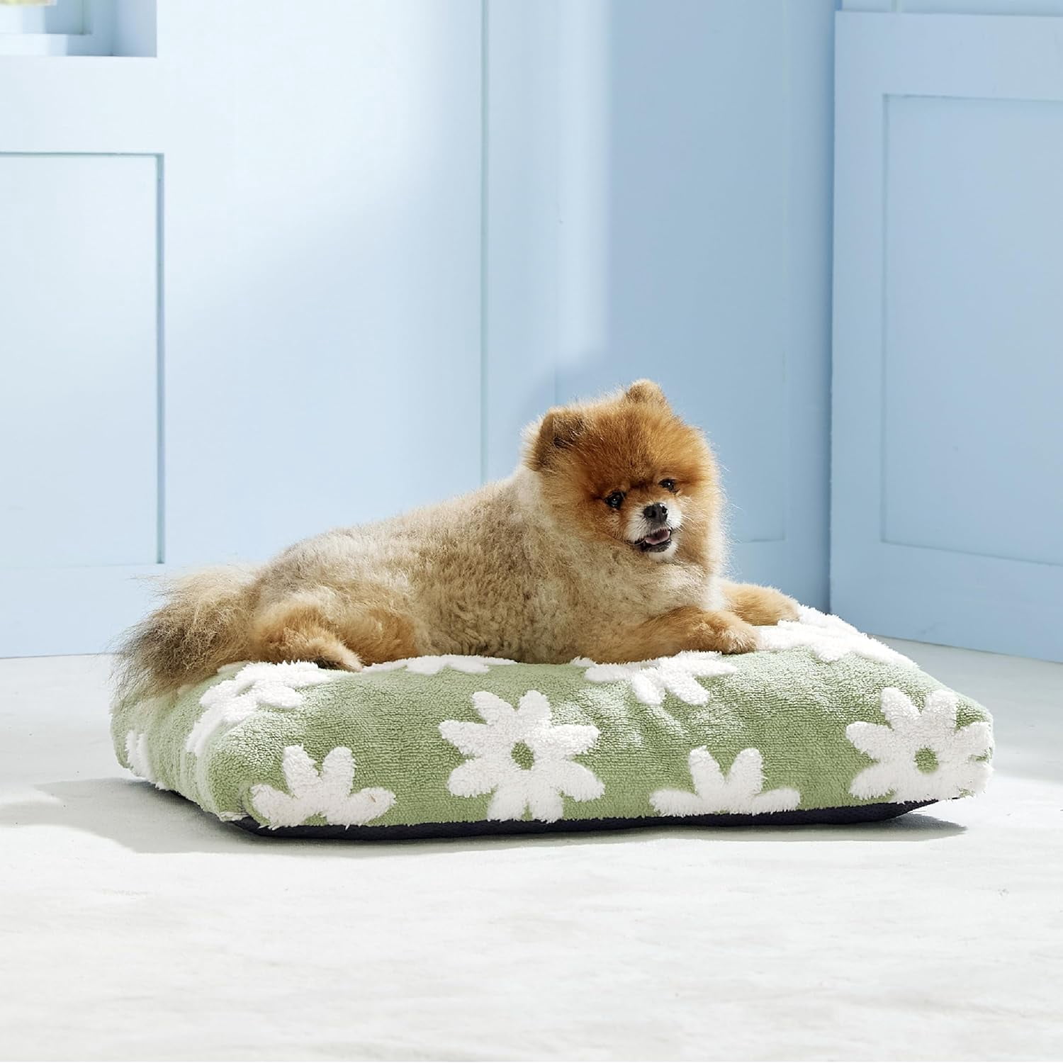 Extra Large Dog Bed with Thick Shredded Foam, Removable Plush Cover and Anti-Slip Bottom, Brown