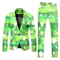 thumbnail image 1 of Male Long Sleeve Coat And Pants Two Piece Suit Printed Button And Multi Pockets Suit For Holiday Party Events Men'S Suits Green M, 1 of 6