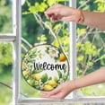 thumbnail image 6 of Fresh Lemon Welcome, Suncatcher Stained Glass Style, UV Printed Glass, Summer Citrus Decor, Round, 6 of 8