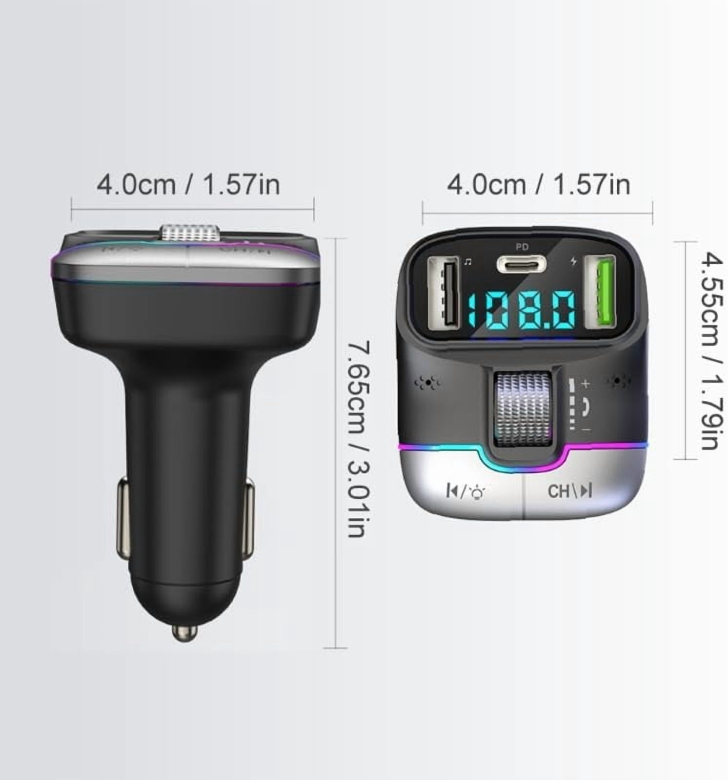 Bluetooth 5.3 Car Adapter, FM Transmitter Car Adapter, Cigarette Lighter  Adapter with USB Fast Charger, Radio Music Adapter LED Display Hands-Free  Calling Suitable for Cars Suv Trucks