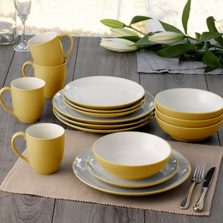 Grey and yellow dinner set hotsell