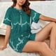 thumbnail image 4 of Fotbe ECG Wave Conjunto de Pijama Estampado para Mujer, 2 Piezas, Ropa de Dormir con Camiseta de Manga Corta y Shorts Suaves-Small, 4 of 6