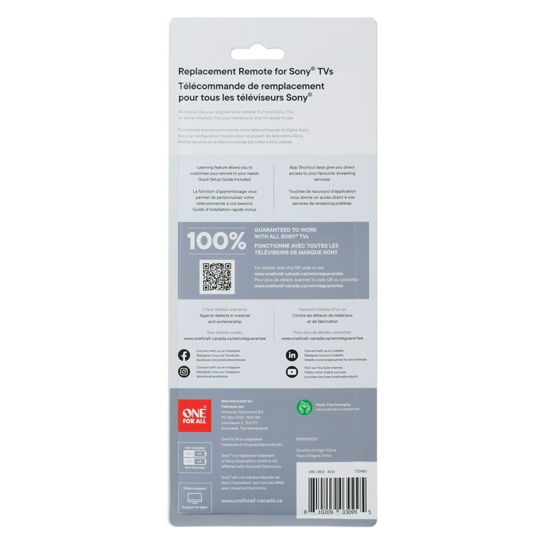 SimplyAll Telecomando Sostitutivo Per TV Sony KV-16WS1D - Plug & Play, Nessuna Programmazione