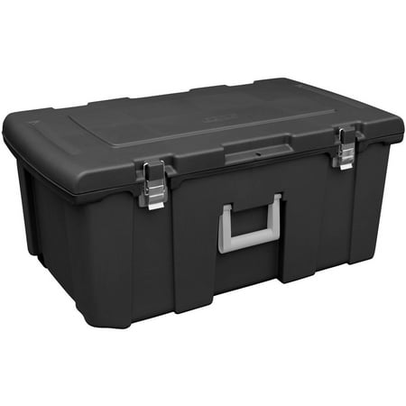 Sterilite Wheeled Foot Locker Black with Chrome Hinges and Latches
