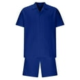 thumbnail image 4 of NTACZA 2 Piece Men Shorts Set Short Sleeve Button Down Tracksuits Casual Mens Solid Sweatsuits L, 4 of 5