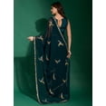 thumbnail image 5 of Teal & Purple Floral Embroidered Sequinned Pure Georgette Saree - 24392398, 5 of 7