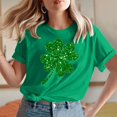 thumbnail image 2 of VBTAPA St Patricks Day Shirt Women Lucky Four-Leaf Clover Cute T-Shirts Green Shamrock Paddy's Day Graphic Tees Irish Holiday Party Tops Green M, 2 of 6